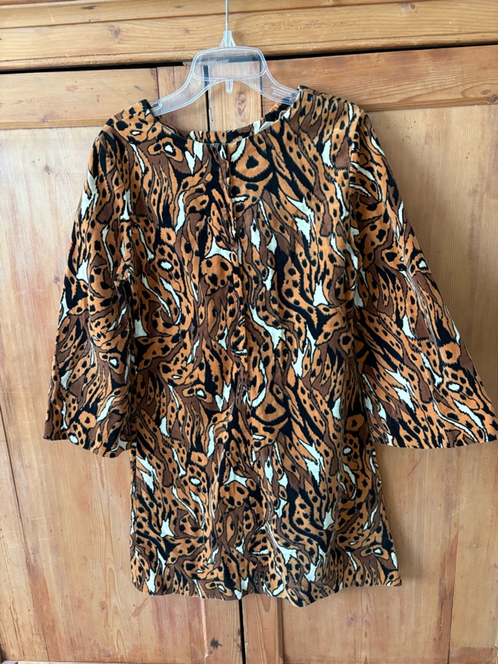 Mister Mel California Vintage Tiger Print Mini Dress in Brown and Black.